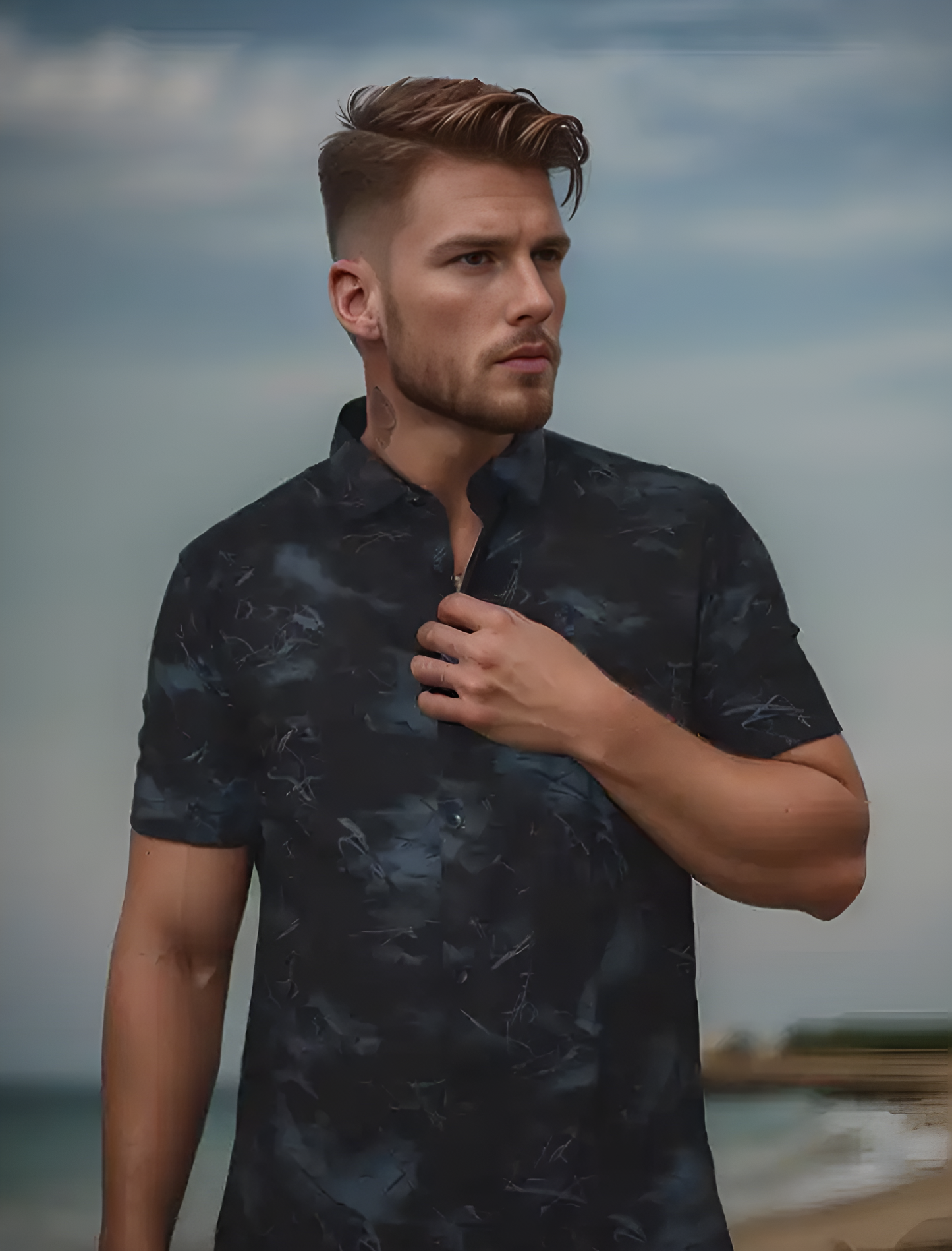Black & Grey Rayon Relax Fit Casual Shirt