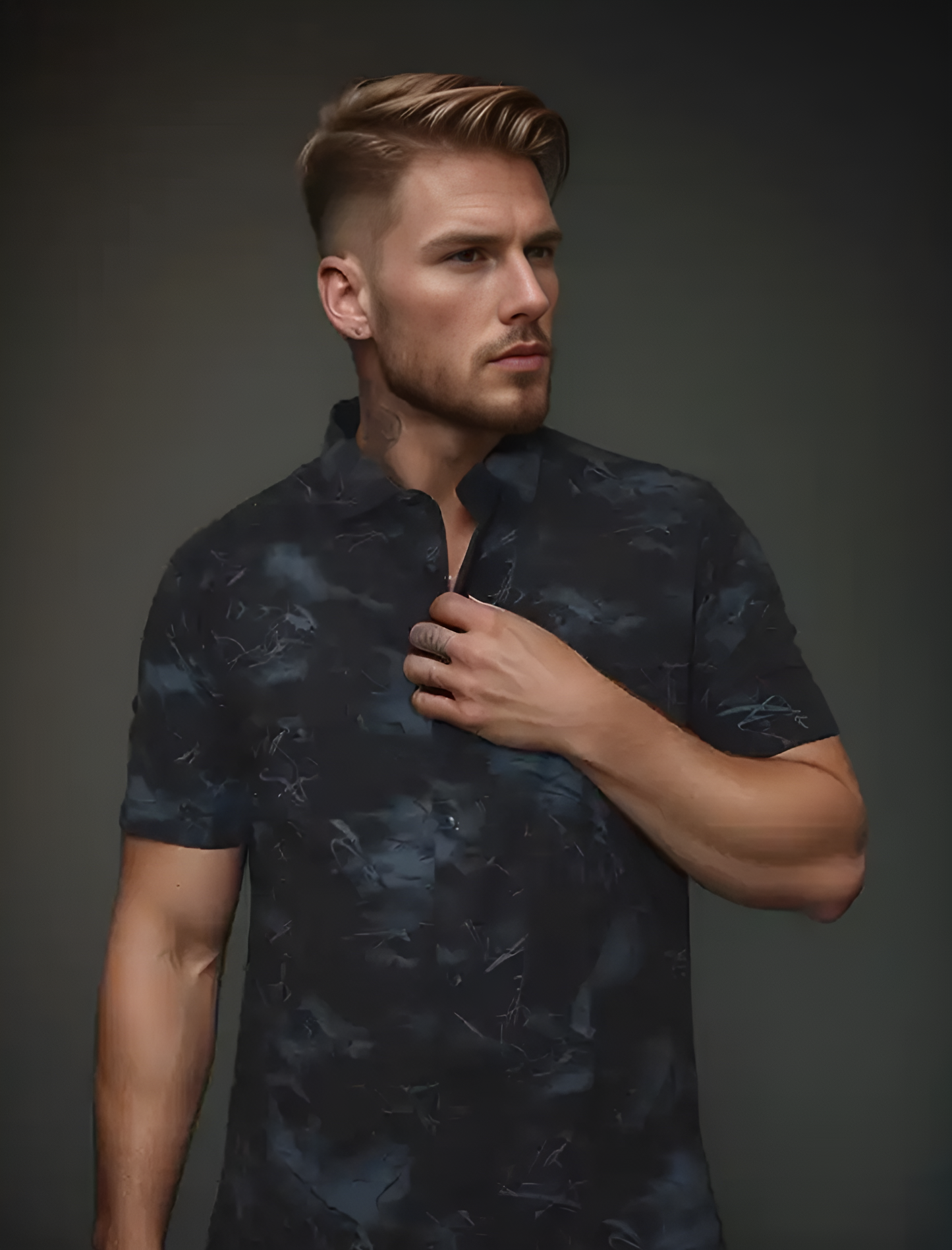 Black & Grey Rayon Relax Fit Casual Shirt