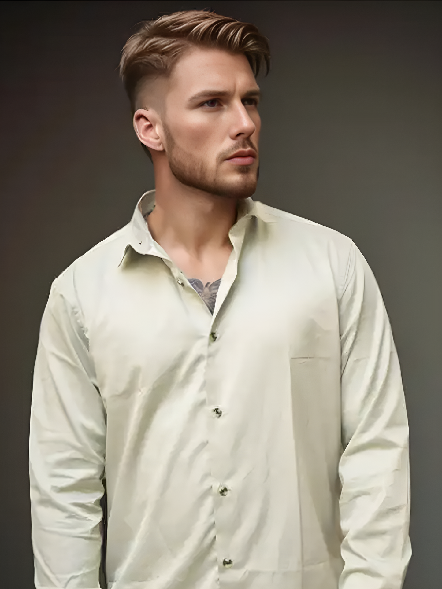 Premium Satin Pista Green Shirt