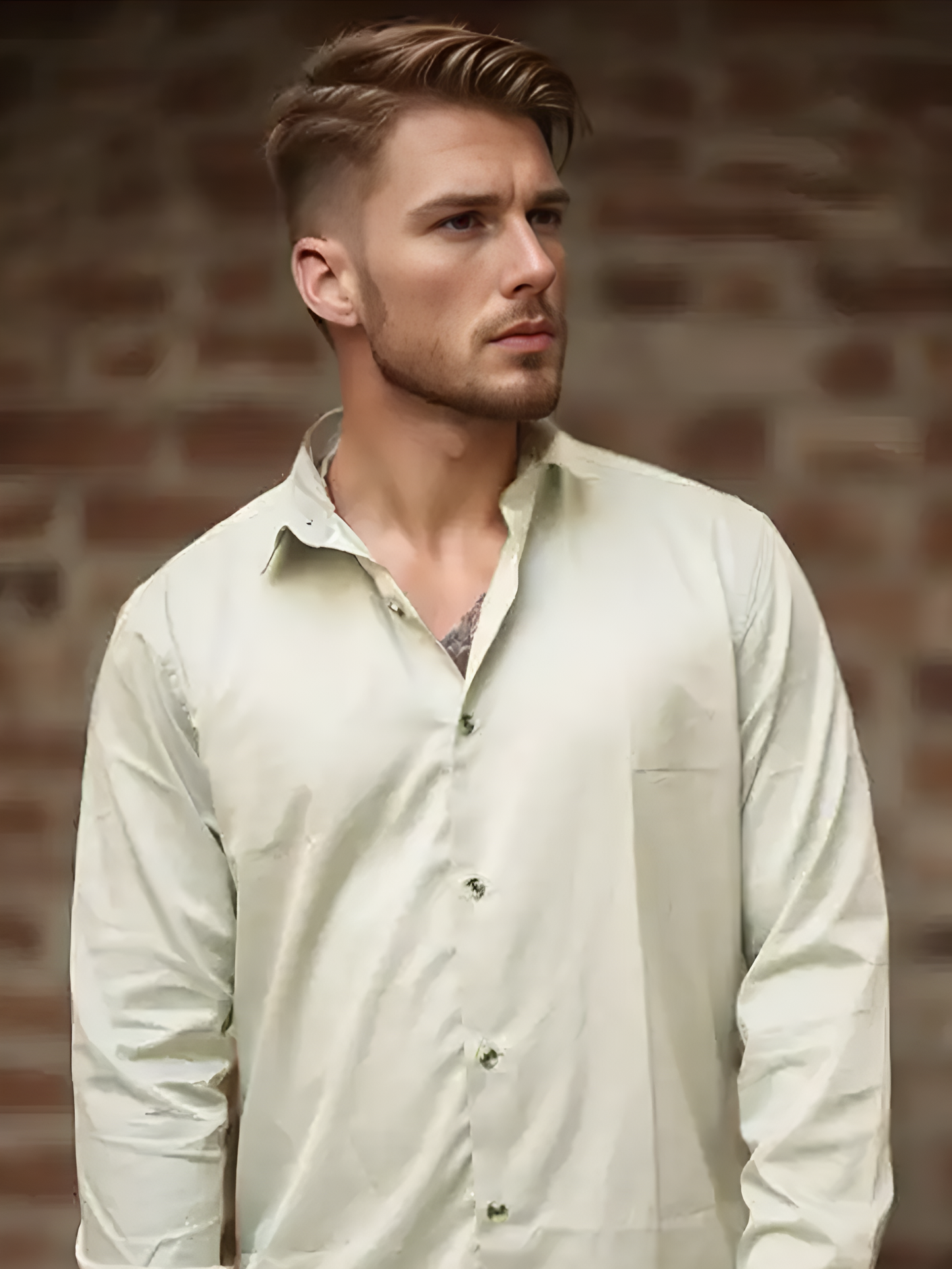 Premium Satin Pista Green Shirt