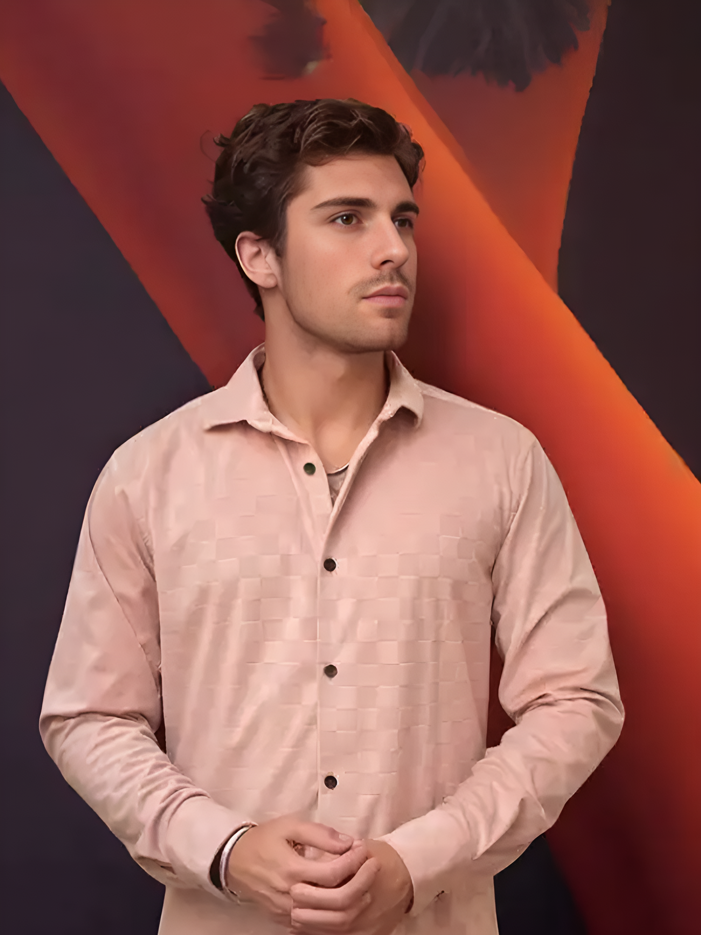Slim fit Imported Checks Light Pink